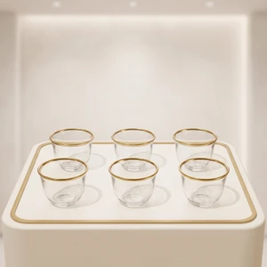 The Golden Edge 6-Piece Clear Glass Finjan Set