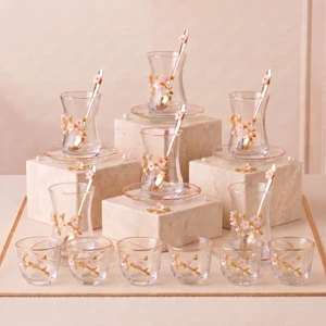 The Royal Pearl Blossom 24-Piece Coffee & Tea Glass Collection