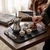 Black Luxury Tray Set – 3‑Piece Matte Serving Trays with Clear Acrylic & Gold Handles