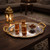 Premium Two-Tone Oval Mirrored Serving Tray Set with Gold Braided Handles and Scalloped Edges