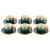Set of 6 Teal Porcelain Teacups with Matching Saucers – Gold‑Rimmed Luxury Design