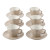 12‑Piece Light Beige Wavy Cup & Saucer Set – Handcrafted‑Style Elegant Design