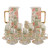 38‑Piece Tea & Coffee Serving Set – 2 Thermoses, 12 Coffee Cups, 12 Tea Cups & 12 Saucers with Pastel Geometric Floral Pattern