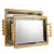 Rectangular Luxury Tray Set – 2‑Piece Silver Engraved Trays with Gold Chain‑Style Handles & Ornate Trim