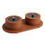 3‑Piece Leather Storage Set – Two Round Containers with Black Lids on Matching Tray