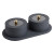 3‑Piece Black Storage Container Set – Two Round Containers with Gold Knobs on Matching Tray