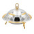 Silver & Gold Dome Serving Dish with Ornate Handle and Decorative Stand