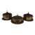 3‑Piece Decorative Serving Bowl Set with Gold Cutout Design & Matching Trays