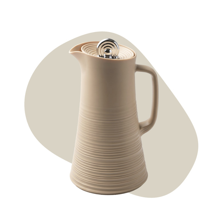Ribbed Insulated Thermos (Beige) – Modern Elegance for Everyday Dhiyafa