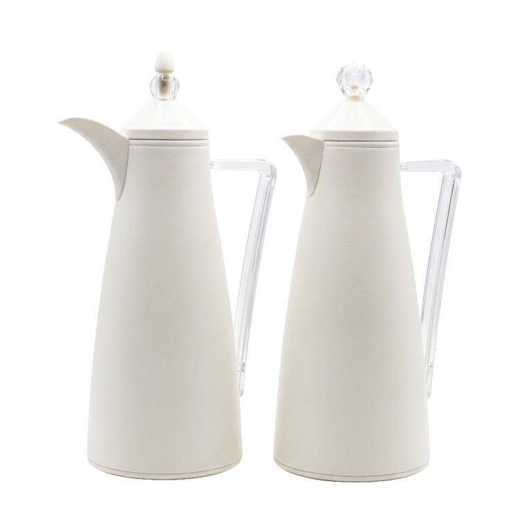 Matte White Crystal‑Top Thermos Set – 2‑Piece Modern Serveware Collection