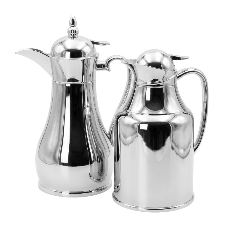Full Chrome Thermos Duo – Mixed‑Shape Crystal‑Top Serveware Set (2‑Piece Collection)