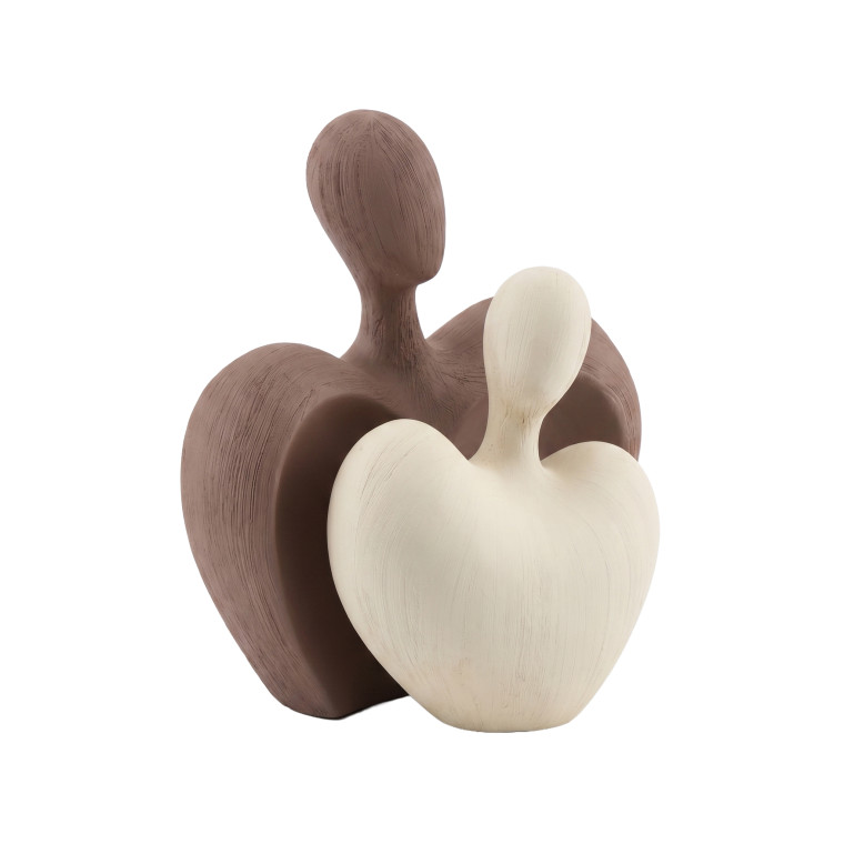 Abstract Couple Sculpture Set – Modern Brown & Cream Decorative Art Figures