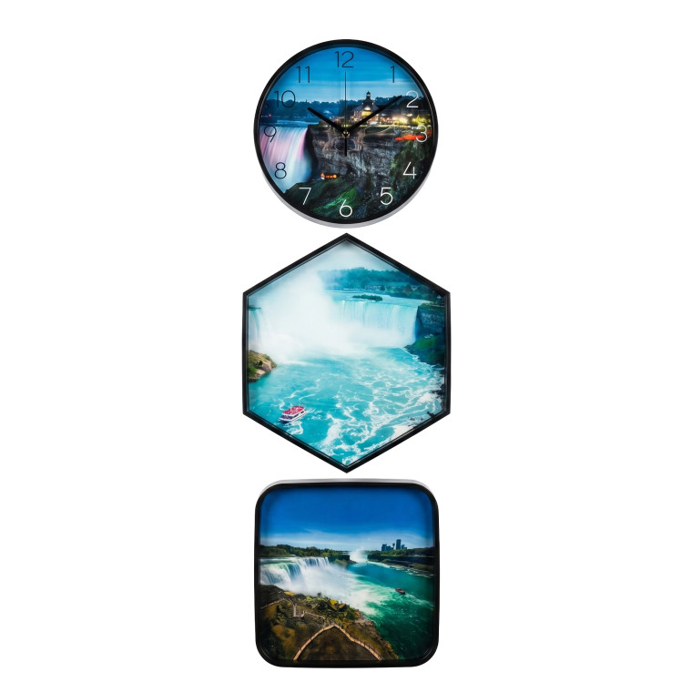 Niagara Falls Wall Art & Clock Set – 3‑Piece Scenic Decorative Collection