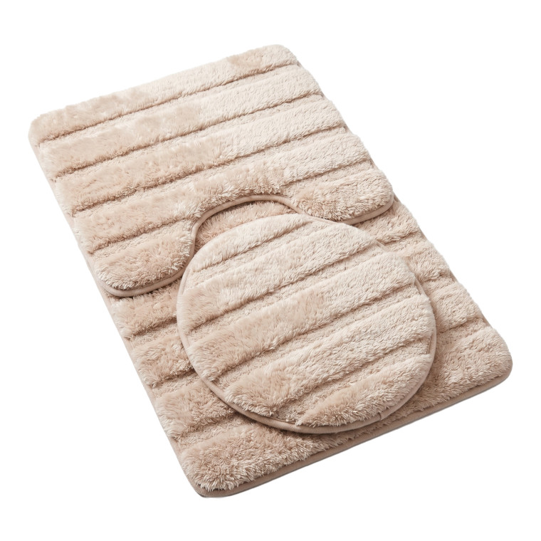 Ultra‑Soft Plush Bathroom Rug – Textured Fluffy Mat in Light Beige