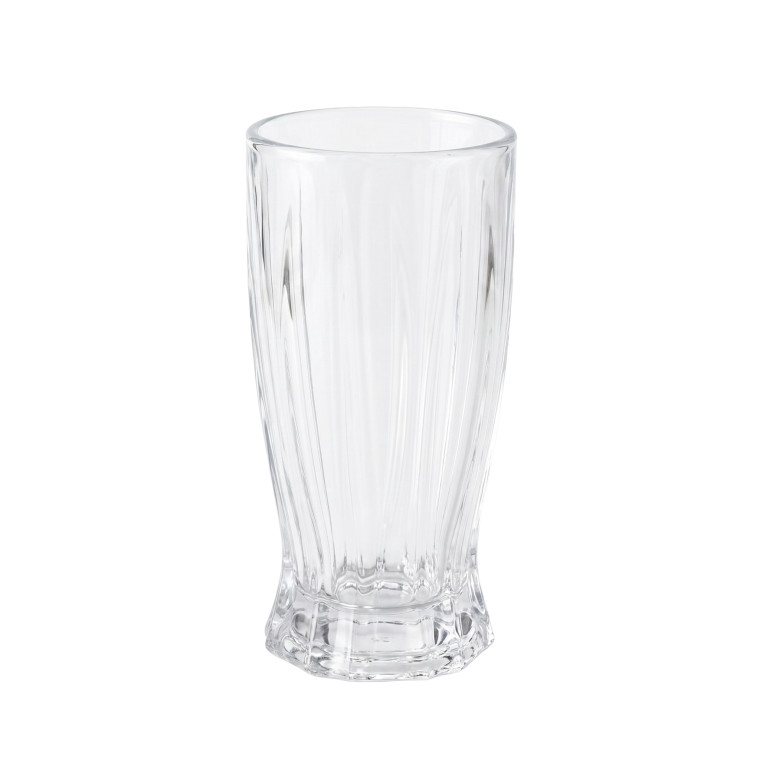 6 Clear Ribbed Glass with Faceted Base – Elegant Everyday Drinkware