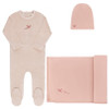 Ely's & Co. Velour Stripe Layette Set- Light Pink