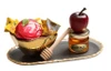 Small Glass Tray With Gold Bowl And Honey Jar
