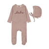 Lil Legs Gingham Bebe Footie Set- Mauve