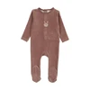 Lil Legs Velour Gingham Bunny Footie- Mauve