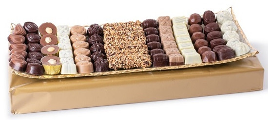 Assorted Chocolates On Gold Rimmed Tray- 18 "- Local Delivery Only