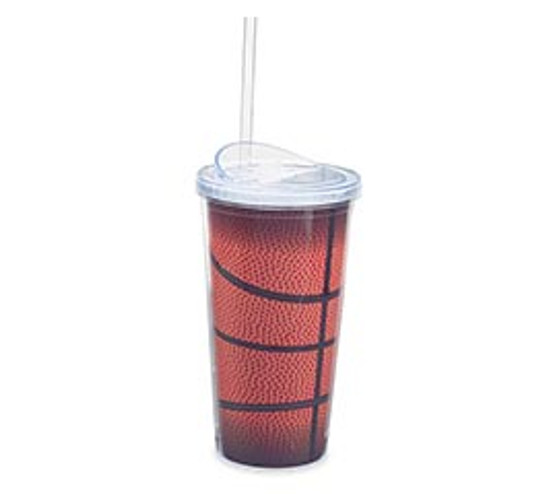 Tumbler With Straw- Basketball