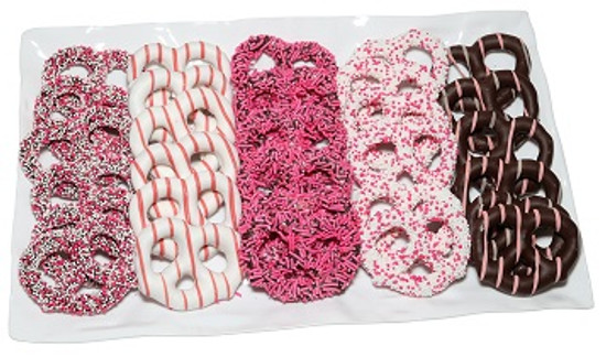 Chocolate Covered Pretzels Deluxe- Pink 30 pc