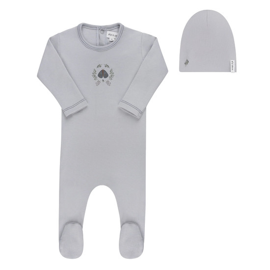 Ely's & Co. Garden Floral Center Footie Set- Blue