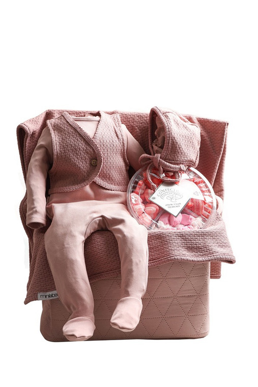 Layette Set In Basket With Platter- Baby Girl 