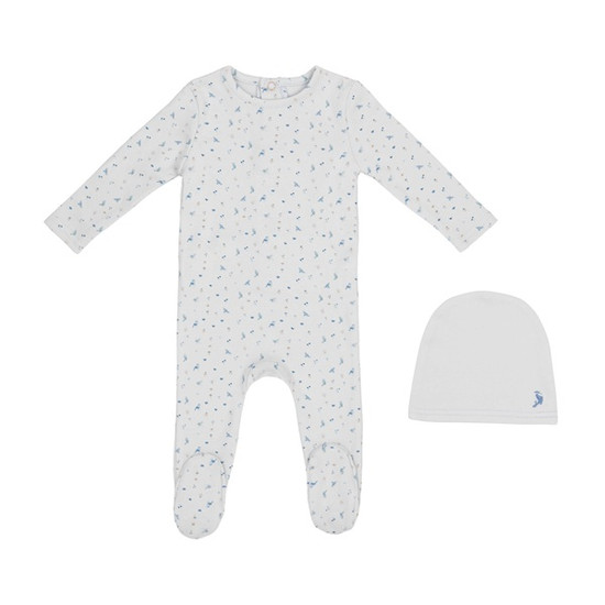 Minilabel Blue Bird Print Footie And Hat 