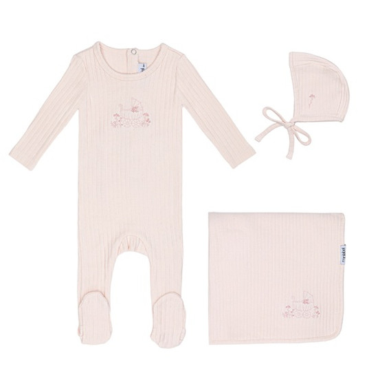 Minilabel Embroidered Carriage Layette Set- Pink