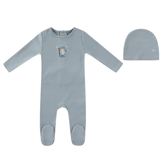 Mini Label Blue Skier Footie And Hat