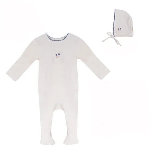 Bubani Bud Velour Footie And Bonnet- Boy