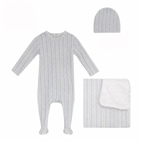 Bubani Printed Collection Cotton Layette Set- Blue