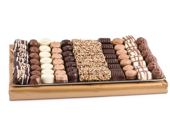 Assorted Chocolates on Glass Tray -Large - Local Delivery Only