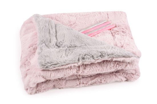 Baby Blanket Luxe Pink/ Grey With Candy Sticks