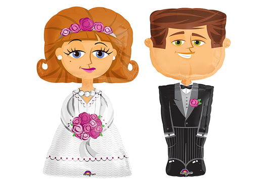 Bride and Groom Balloons Set 46-50"  (Local Delivery Only)