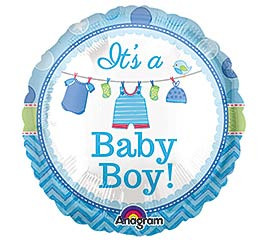 Small Air Filled Balloon On A Stick- Baby Boy - Confection Collection