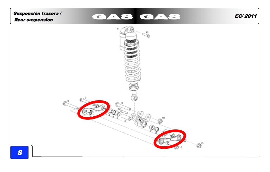 Gas Gas Suspension Connecting Rod, BE34000NCT3011, NOS
