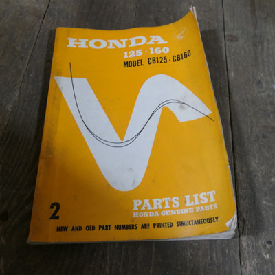 Honda 125,160 Parts List Book. Model CB125,CB160.  From1967.