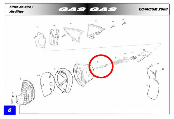 Gas Gas Air Filter Support Shaft