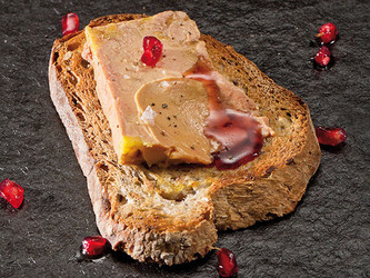 Foie mi-cuit, bread and pomegranate  Foie mi-cuit, bread and pomegranate