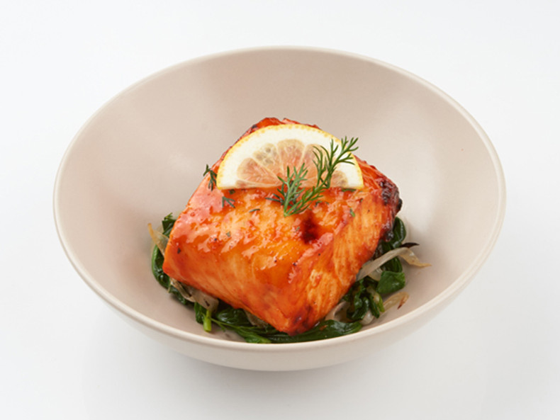 Salmon Steak with Kimchi Hot Sauce