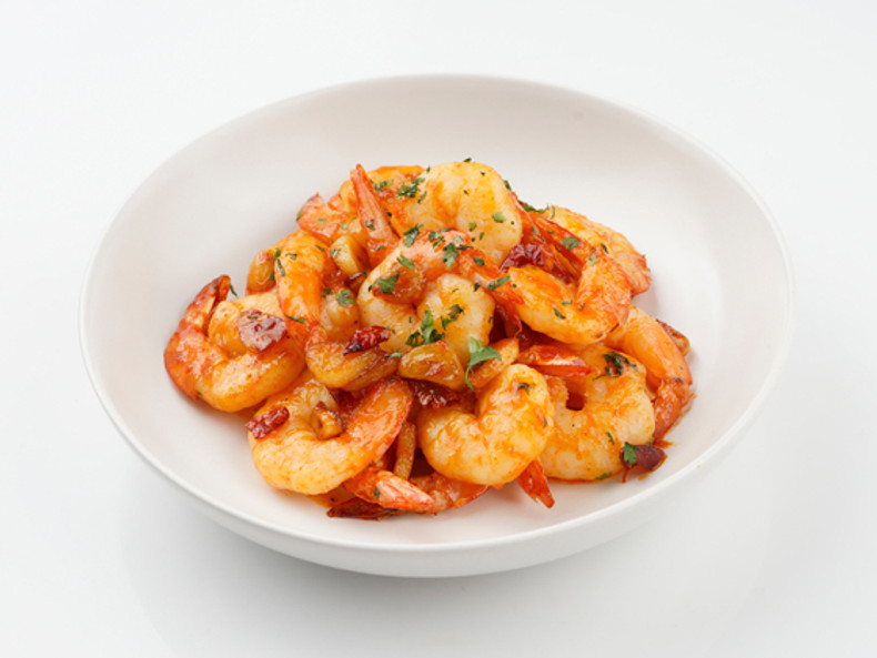 Chili Shrimp with Kimchi Hot Sauce