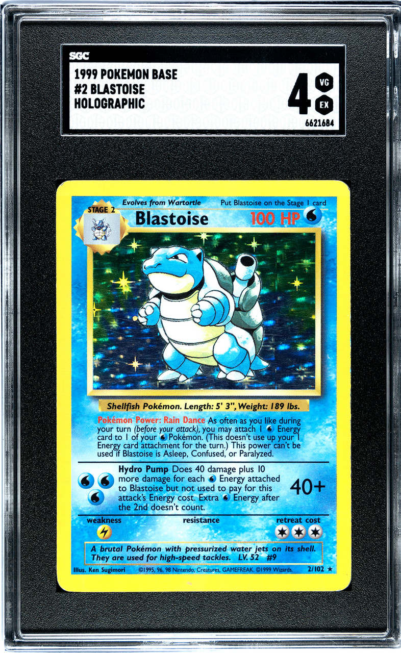 Blastoise - 2/102 Base Set Unlimited Holo Rare Pokemon - LP