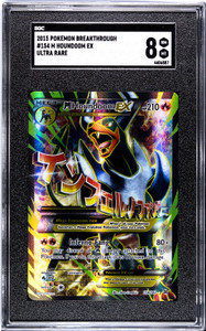 M Houndoom EX Ultra Rare FA Holo Card #154/162 Breakthrough 2015 SGC Graded 8
