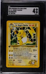 2000 1st Edtion Gym Challenge Lt. Surge's Raichu #11 Holo Rare - SGC Graded 4