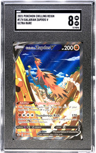 Pokémon Chilling Reign - Galarian Zapdos V Alternate Art #174/198 SGC Graded 8