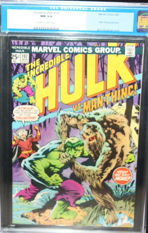 Incredible Hulk #197 - Berni Wrightson Man-Thing Battle Cover CGC 9.4 High Grade Bronze Age Marvel Comics