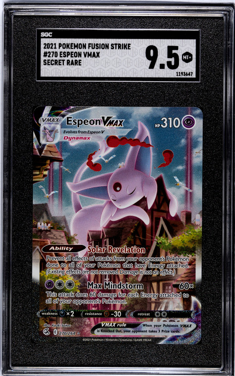 Espeon VMAX Fusion Strike 270/264 Secret Rare Holo Pokemon SGC Graded 9.5 MT