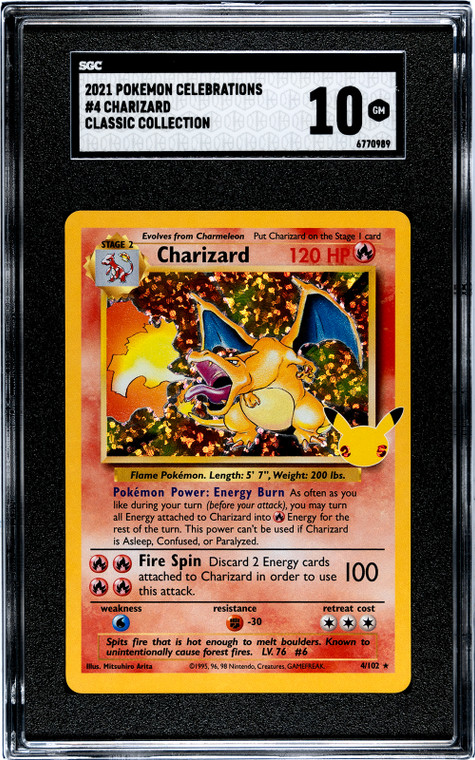 Charizard Celebrations Classic Collection Holo Pokemon Card 4/102 SGC Graded 10
